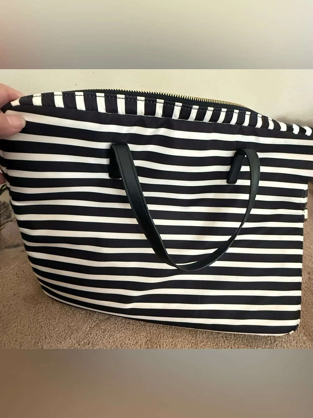 kate spade Black & White Striped Laptop Bag